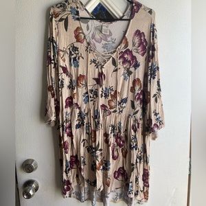 Oatmeal floral blouse.